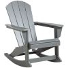 Adirondack Rocking Chair, All-Weather HDPE Porch Rocker, Rocking Fire Pit Chair for Patio, Garden, Lawn, Light Gray