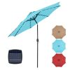 10ft Solar Patio Umbrella with 32 LED Lights, Tilt & Crank, UV Resistant, Blue