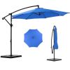 10ft Offset Hanging Outdoor Patio Umbrella with Base Stand Rotate and Tilt, 8 Ribs, UV Protection for Pool Garden Backyard Market, Blue