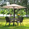 9ft Khaki Patio Umbrella with Push Button Tilt and Crank, Waterproof UV Sunshade Canopy