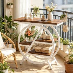 4-Tier Small Side Table with Storage Shelves Snack Table End Table for Living Room Bedroom Rustic Industrial Style