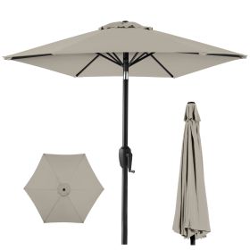 7.5ft Heavy-Duty Outdoor Market Patio Umbrella w/ Push Button Tilt, Easy Crank - Beige
