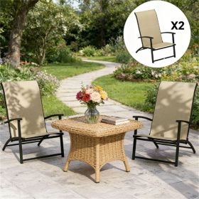 A set of 2 outdoor dining chairs, armchair, folding chair, terrace chair, camping chair, garden chair, beige(chair only)