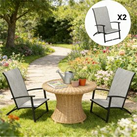 A set of 2 outdoor dining chairs, armchair, folding chair, terrace chair, camping chair, garden chair, gray (chair only)