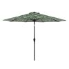 9' Monstera Palm Crank Lift and 3 Position Tilt Patio Umbrella
