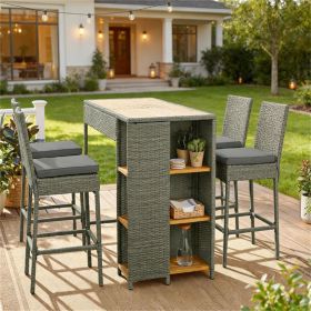 5-piece outdoor bar counter, outdoor tables and chairs, gray