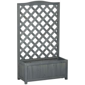 46" Wooden Planter with Trellis, Raised Garden Bed to Grow Vegetables, Herbs, Flowers for Backyard, Patio, Gray