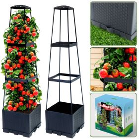 2-Pack 44.8" Self-Watering Tomato Planter with Trellis  Heavy-Duty Indoor & Outdoor Raised Garden Box, Built-in Trapezoid Climbing Grid for Tomatoes,