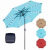 10ft Solar Polyester 32 LED Lighted Patio Umbrella with Tilt Adjustment and UV-Resistant Fabric,Lake Blue-1