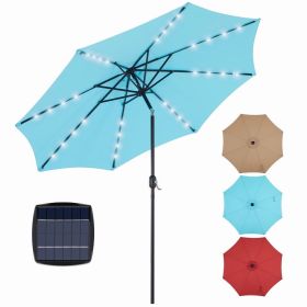 10ft Solar Polyester 32 LED Lighted Patio Umbrella with Tilt Adjustment and UV-Resistant Fabric,Lake Blue-1