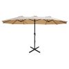 15x9 ft Large Double Sided Rectangular Patio Market Umbrella with Crank Lift - Heavy Duty Steel Sun Shade in Tan