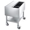 Commercial Ice Bin, 65.1 Qt Max Capacity, 24 x 19 x 35 Inch Stainless Steel Ice Chest with Sliding Lid and Bottle Holders, Cooler Cart Cocktail Unit f