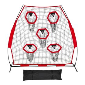7 x 7 ft Football Trainer Throwing Net, Training Throwing Target Practice Net with 5 Target Pockets