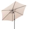 7.5FT Round Outdoor Patio Umbrella with Tilt Adjustment, Crank Lift System, 6 Iron Ribs & Iron Pole, Waterproof UV Protected Polyester Canopy, Khaki