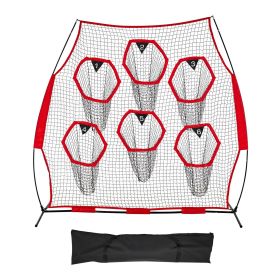 8 x 8 ft Football Trainer Throwing Net, Training Throwing Target Practice Net with 6 Target Pockets