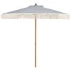 7ft Boho Patio Umbrella with Fringe Tassels, Outdoor Beach Umbrella with Aluminum Pole for Poolside Garden