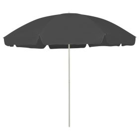 Beach Parasol Anthracite Polyester Large Tiltable Beach Parasol