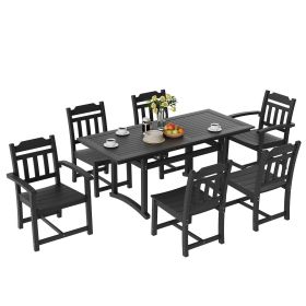7 Pieces Patio Dining Set, Outdoor Rectangle Furniture Table and Chairs Set, All Weather Garden Furniture Table Sets, HIPS Patio Conversation Set
