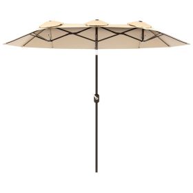Double Sided Patio Umbrella, 9.5' Large Outdoor Market Umbrella with Push Button Tilt and Crank, 3 Air Vents and 12 Ribs, for Garden, Deck, Pool