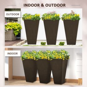 28 inch Tall Plastic Planters, Set of 3, Flower Pot, anti-crack, fade-resistant, square shape with a matte surface, Outdoor & Indoor, for lawns, pat