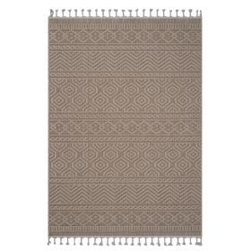 6X9 Mocha /Geometric Indoor/Outdoor Area Rug