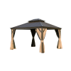 12'x14' Hardtop Gazebo, Outdoor Aluminum Frame Canopy with Galvanized Steel Double Roof