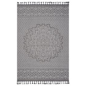 4X6 Gray/White /Medallion Indoor/Outdoor Area Rug