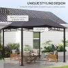 10' x 10' Soft Top Patio Gazebo Outdoor Canopy with Geometric Roof, All-weather Steel Frame, Gray