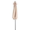 7.5FT Round Outdoor Patio Umbrella with Tilt Adjustment, Crank Lift System, 6 Iron Ribs & Iron Pole, Waterproof UV Protected Polyester Canopy, Khaki