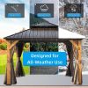 12'x12' Hardtop Gazebo, Outdoor Cedar Wood Frame Canopy with Galvanized Steel Double Roof