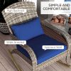 Adirondack Rocking Chair Outdoor Wicker High Back Seat Cushion Pillow Porch Balcony Dark Blue