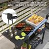 BBQ Island: Black Outdoor Kitchen Cart with Stainless Steel Top, Dual Shelves for Culinary Adventures|