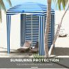 5.8' x 5.8' Blue White Stripe Cabana Umbrella with Single-top Vented Windows Ruffles Carry Bag for Outdoor Use