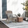 Adirondack Rocking Chair Outdoor Wicker High Back Seat Cushion Pillow Porch Balcony Gray