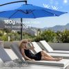 10ft Offset Hanging Outdoor Patio Umbrella with Base Stand Rotate and Tilt, 8 Ribs, UV Protection for Pool Garden Backyard Market, Blue