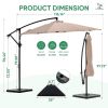 10ft Offset Hanging Outdoor Patio Umbrella with Base Stand Rotate and Tilt, 8 Ribs, UV Protection for Pool Garden Backyard Market, Khaki