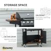 52 Barbecue Grill with Wheels 4+1 Burner Propane Gas Outdoor BBQ Trolley Side Burner Warming Rack Black