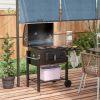 Charcoal BBQ Grill and Smoker Combo Outdoor Portable Trolley Camping Picnic Backyard with Side Shelf, Black