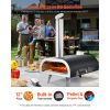 Dual Fuel Pizza Oven Outdoor, 12 in Wood Fire & Propane Gas Pizza Oven, Portable Pellet & Propane Pizza-Maker with Thermometer, Iron Spray Black Shell