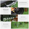 22" Charcoal Barbecue Grill with Portable Wheel, Side Tray and Lower Shelf for Outdoor BBQ for Garden, Backyard, Poolside