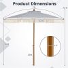 7ft Boho Patio Umbrella with Fringe Tassels, Outdoor Beach Umbrella with Aluminum Pole for Poolside Garden