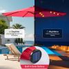 10 ft Patio Umbrella for Table, Outdoor Sun Umbrella with 32 LED Solar Lights, Red