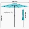 10 ft Patio Umbrella for Table, Outdoor Sun Umbrella with 32 LED Solar Lights, Lake Blue
