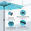 10ft Solar Polyester 32 LED Lighted Patio Umbrella with Tilt Adjustment and UV-Resistant Fabric,Lake Blue-1