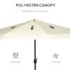 9ft Patio Umbrella with Push Button Tilt and Crank, Outdoor Market Table Umbrella with Fringed Tassles and 8 Ribs, for Garden
