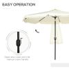 9ft Patio Umbrella with Push Button Tilt and Crank, Outdoor Market Table Umbrella with Fringed Tassles and 8 Ribs, for Garden