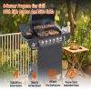 6 Burner BBQ Propane Gas Grill with Side Burner 72000 BTU Output Stainless Steel Barbecue Grill with Cast Iron Grates and Side Tables for Outdoor Cook