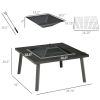 34" Wood Burning Fire Table Grill with Spark Guard and Rain Cover for Outdoor Dining