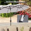 9.5' Double-Sided Patio Umbrella, Large Outdoor Market Umbrella with Push Button Tilt, Crank, 12 Ribs, for Garden, Deck, Pool