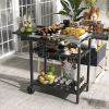 BBQ Island: Black Outdoor Kitchen Cart with Stainless Steel Top, Dual Shelves for Culinary Adventures|